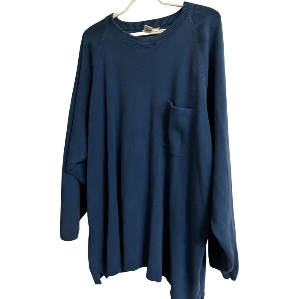 Eddie Bauer Mens 2XL TALL Blue 100% Cotton Pullover Sweatshirt